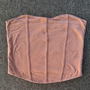 Brown Strapless Corset-Style Tube Top